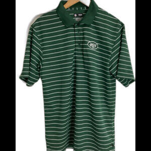 NFL Polo Shirt Men's Size M Color Green White Stripe NY Jets Embroidered Logo